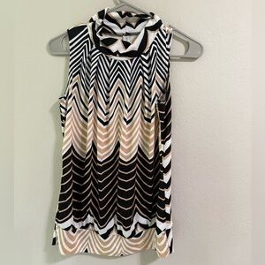 PerSeption Concept Chevron Print Sleeveless Mock Neck Top Size S